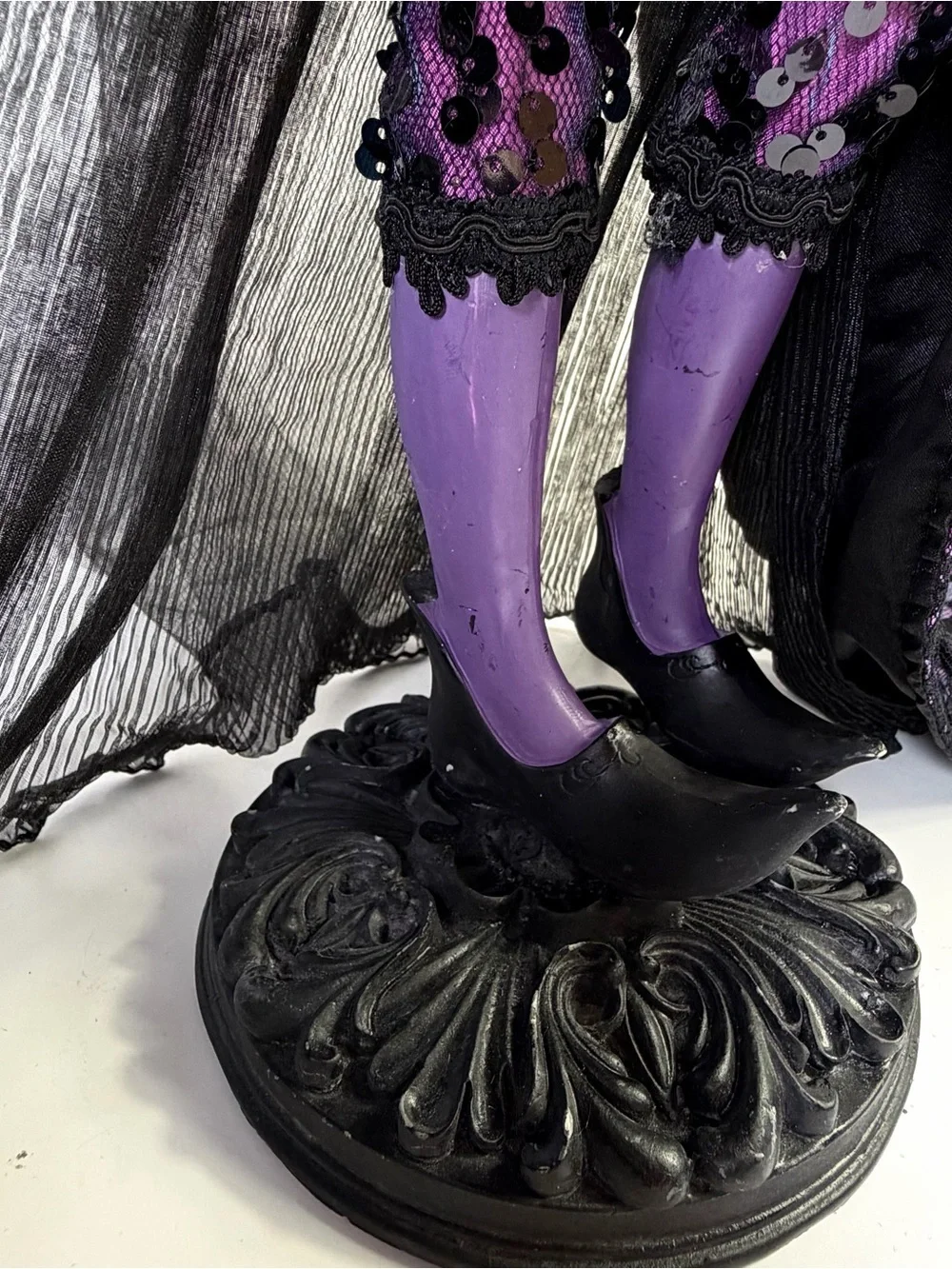 24” Victorian Gothic Witch Figurine Purple Black Halloween Display